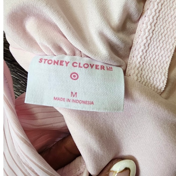 Stoney Clover Lane for Target Pink Ribbed One Piece Swimsuit Heart Accent Medium - Picture 6 of 7